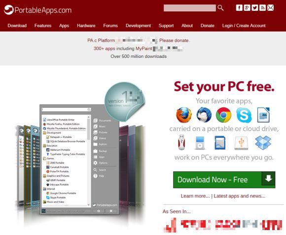 図1・PortableApps.comのトップページ