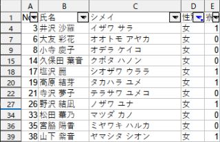 図5・オートフィルターの抽出結果