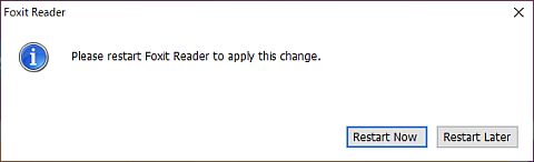 図4・Foxit Readerの再起動ダイアログボックス